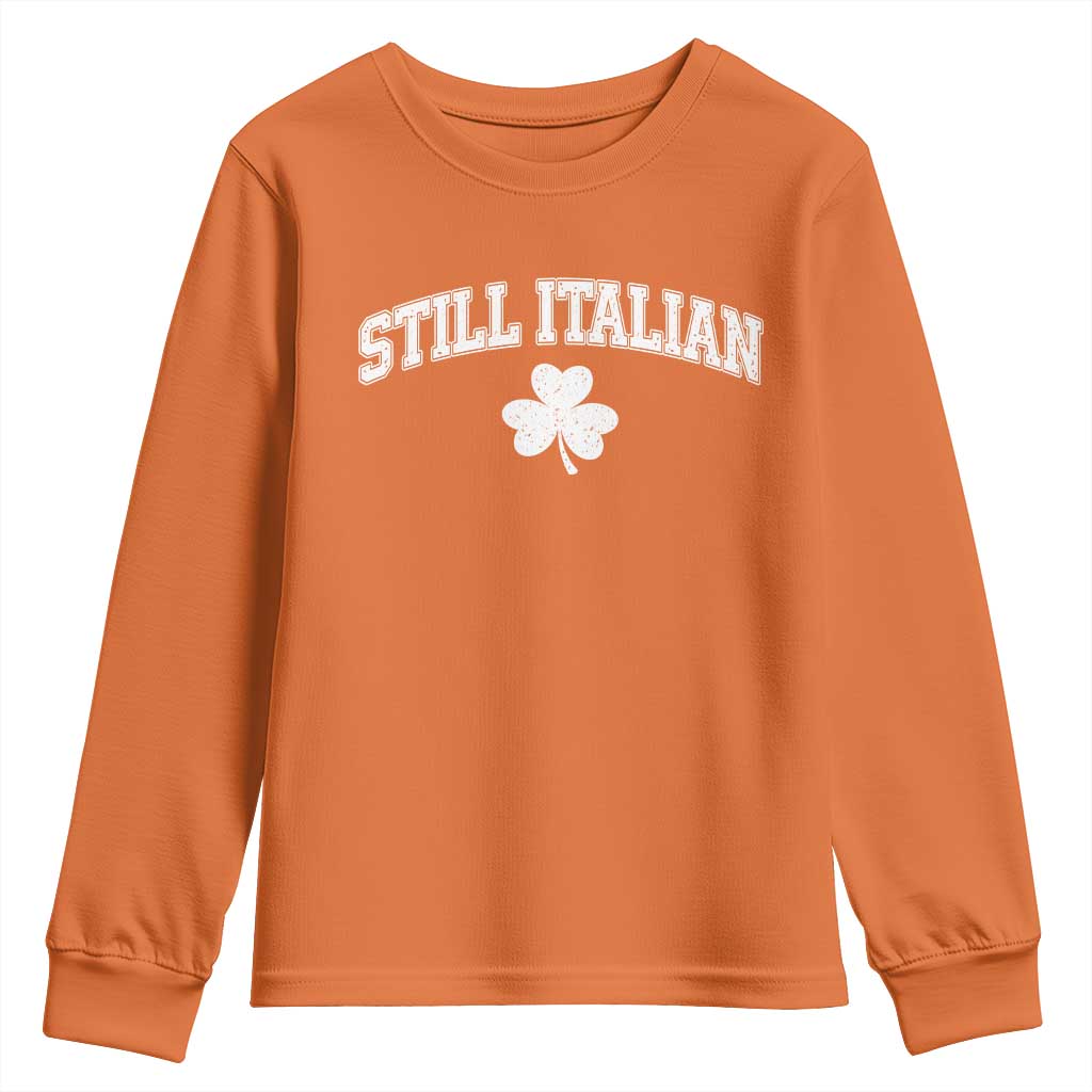 St Patricks Day Italian Youth Sweatshirt Funny Retro Varsity Sporty Style Shamrock