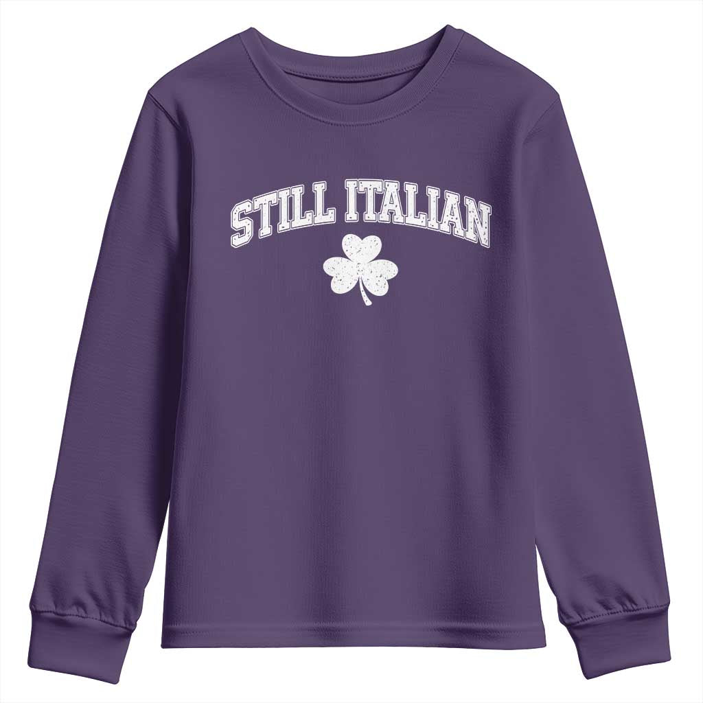 St Patricks Day Italian Youth Sweatshirt Funny Retro Varsity Sporty Style Shamrock