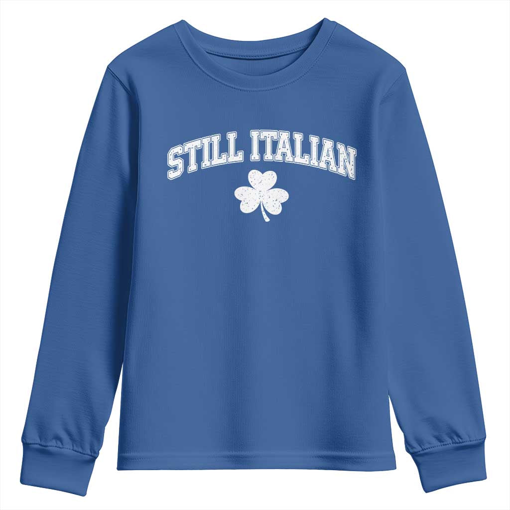 St Patricks Day Italian Youth Sweatshirt Funny Retro Varsity Sporty Style Shamrock