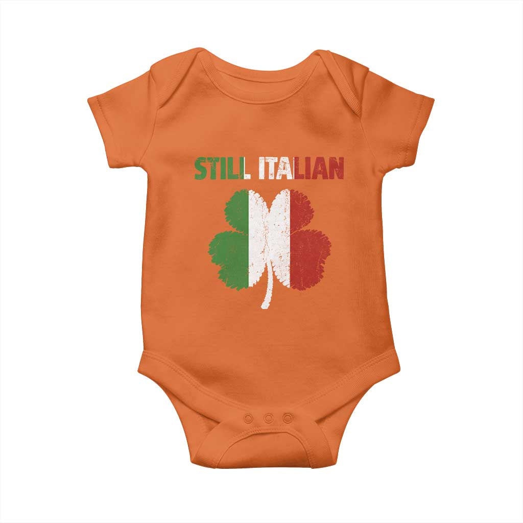 St Patricks Day Still Italian Baby Onesie Funny Retro Shamrock Italy Flag