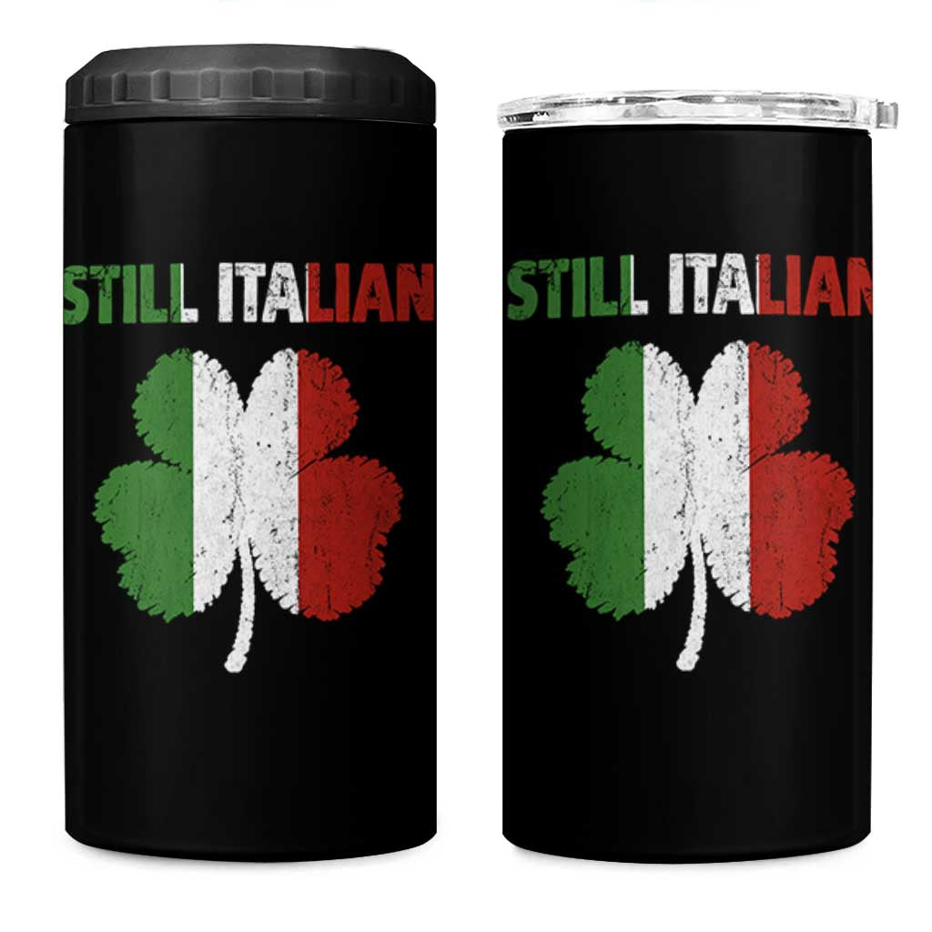 St Patricks Day Still Italian 4 in 1 Can Cooler Tumbler Funny Retro Shamrock Italy Flag