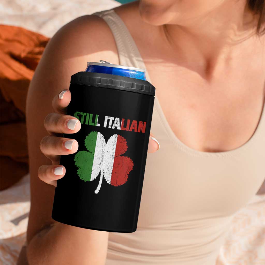 St Patricks Day Still Italian 4 in 1 Can Cooler Tumbler Funny Retro Shamrock Italy Flag