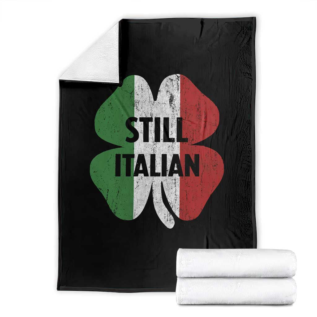 Funny St Patricks Day Italian Throw Blanket Retro Vintage Shamrock Italy Flag