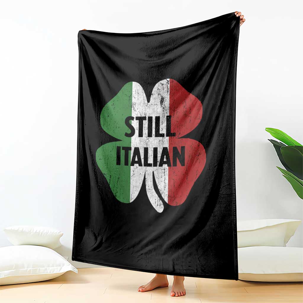 Funny St Patricks Day Italian Throw Blanket Retro Vintage Shamrock Italy Flag