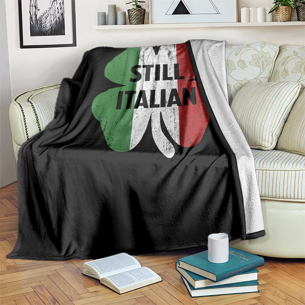Funny St Patricks Day Italian Throw Blanket Retro Vintage Shamrock Italy Flag