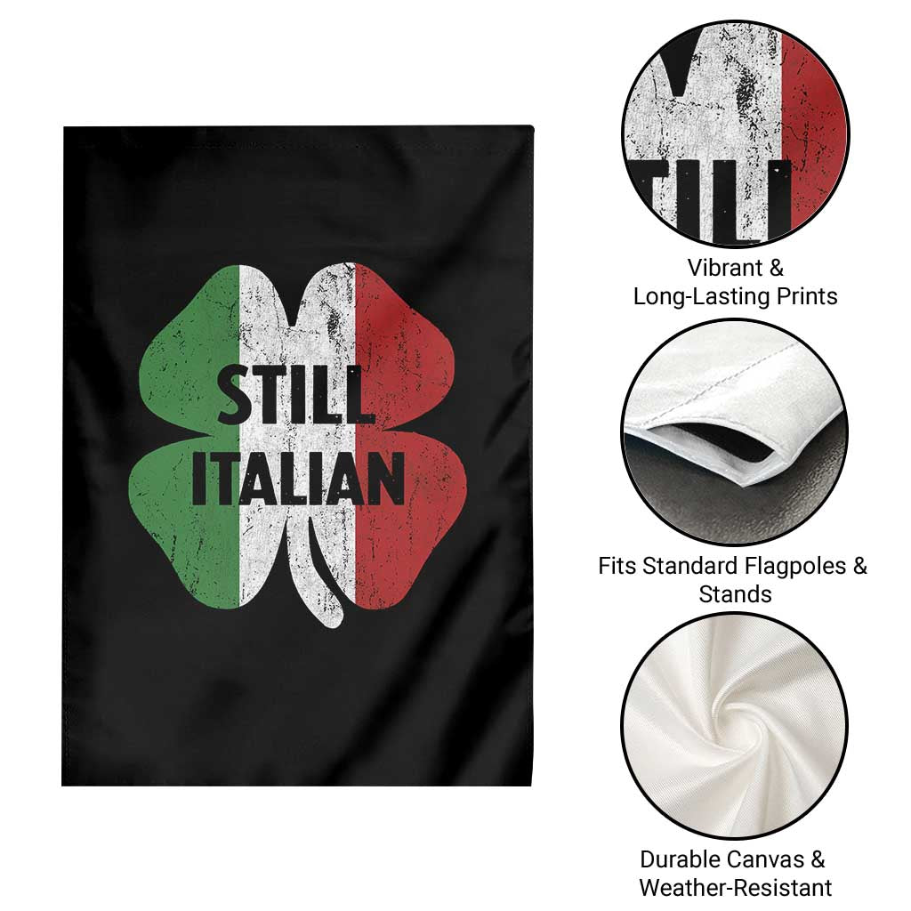 Funny St Patricks Day Italian Garden Flag Retro Vintage Shamrock Italy Flag