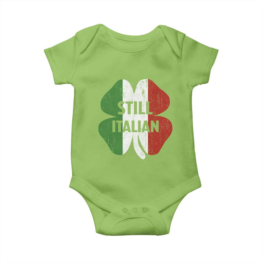Funny St Patricks Day Italian Baby Onesie Retro Vintage Shamrock Italy Flag