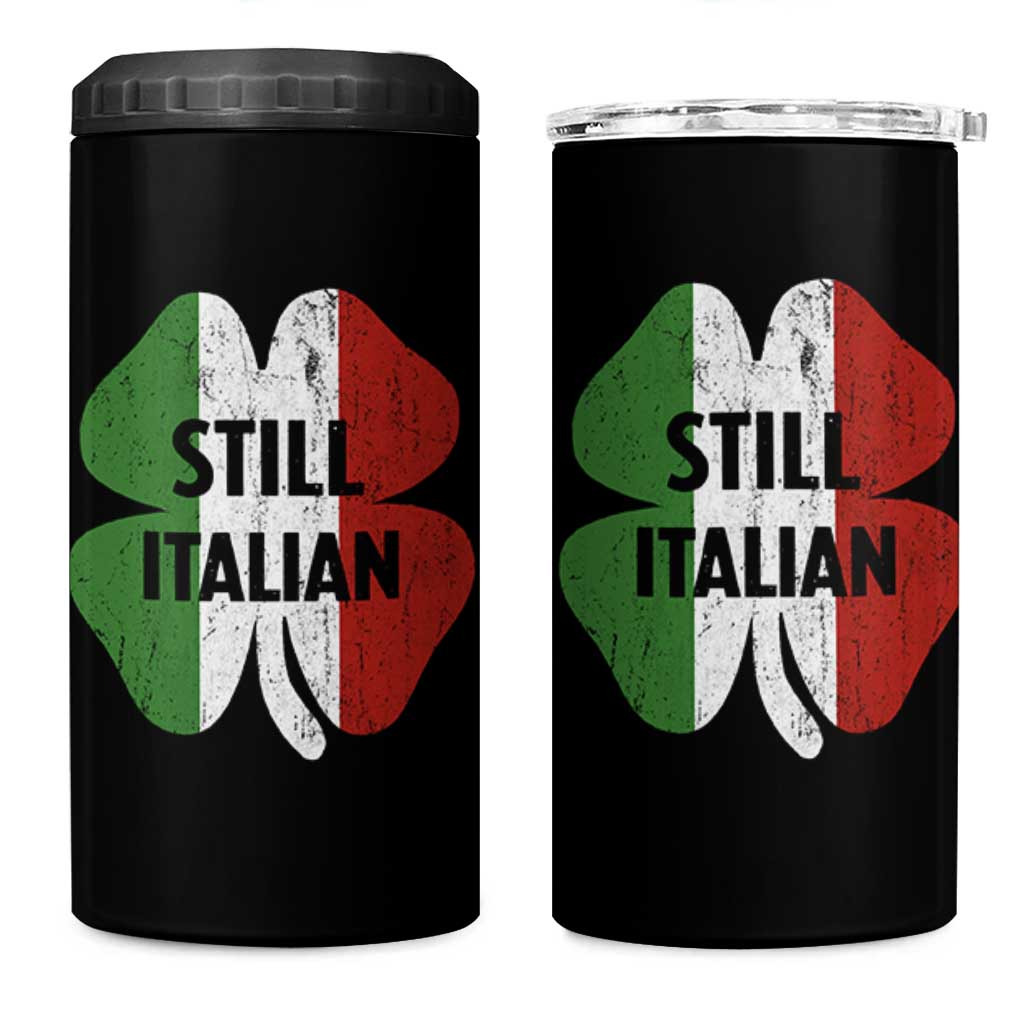 Funny St Patricks Day Italian 4 in 1 Can Cooler Tumbler Retro Vintage Shamrock Italy Flag
