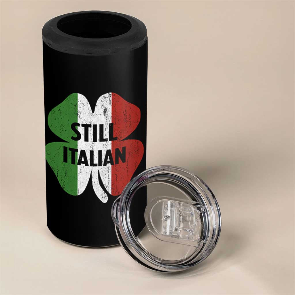 Funny St Patricks Day Italian 4 in 1 Can Cooler Tumbler Retro Vintage Shamrock Italy Flag