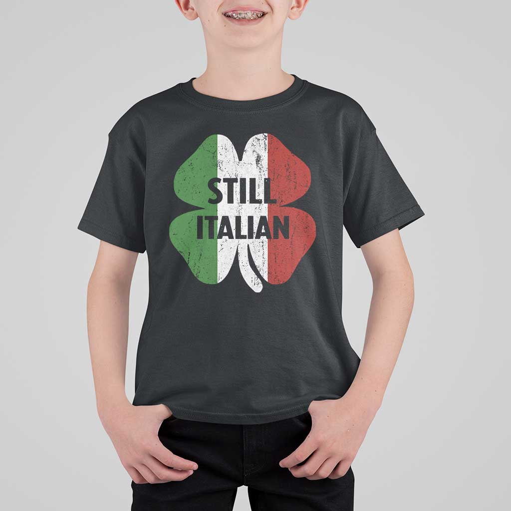 Funny St Patricks Day Italian T Shirt For Kid Retro Vintage Shamrock Italy Flag