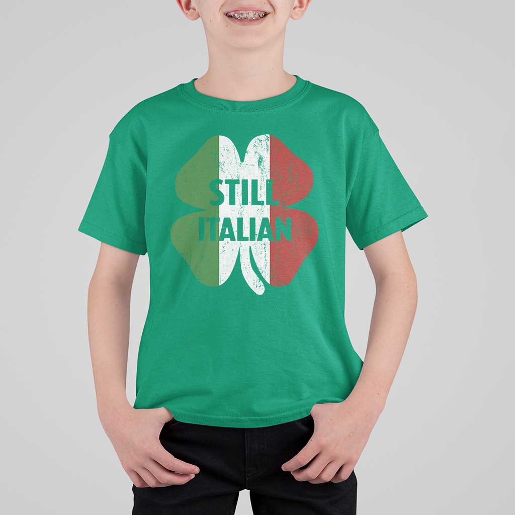 Funny St Patricks Day Italian T Shirt For Kid Retro Vintage Shamrock Italy Flag
