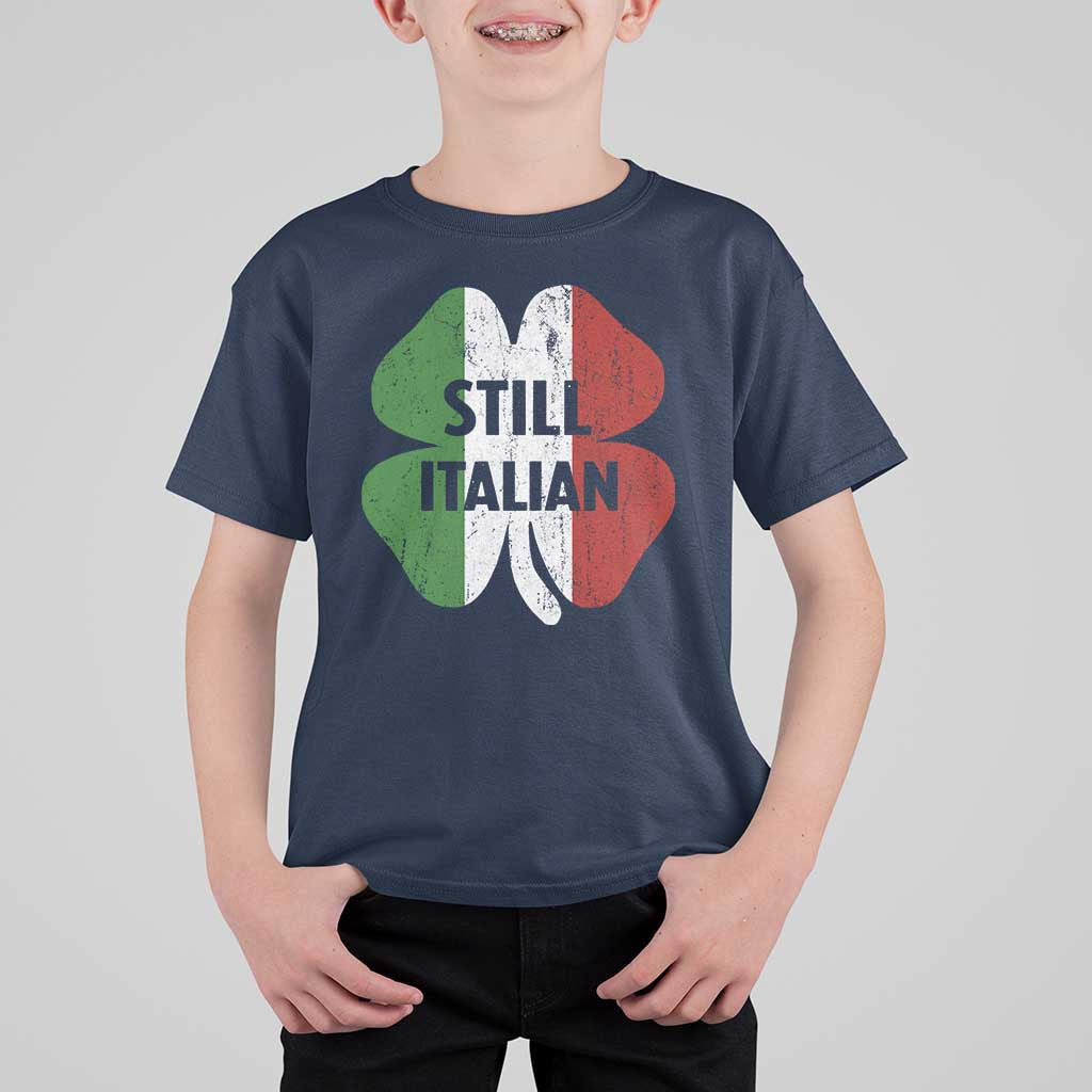 Funny St Patricks Day Italian T Shirt For Kid Retro Vintage Shamrock Italy Flag