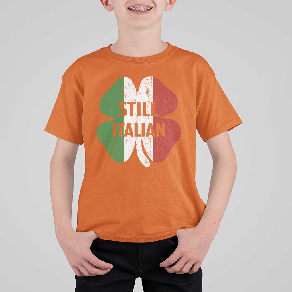 Funny St Patricks Day Italian T Shirt For Kid Retro Vintage Shamrock Italy Flag