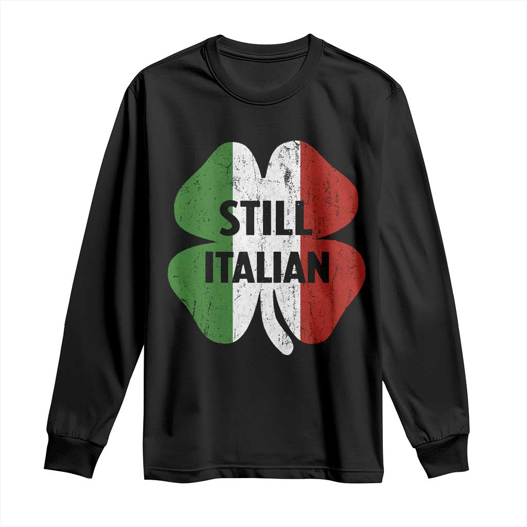 Funny St Patricks Day Italian Long Sleeve Shirt Retro Vintage Shamrock Italy Flag