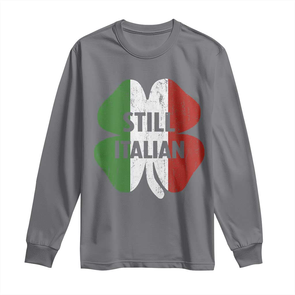 Funny St Patricks Day Italian Long Sleeve Shirt Retro Vintage Shamrock Italy Flag
