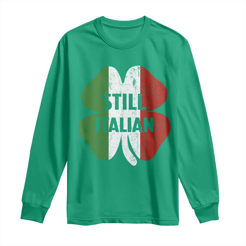 Funny St Patricks Day Italian Long Sleeve Shirt Retro Vintage Shamrock Italy Flag