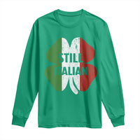 Funny St Patricks Day Italian Long Sleeve Shirt Retro Vintage Shamrock Italy Flag