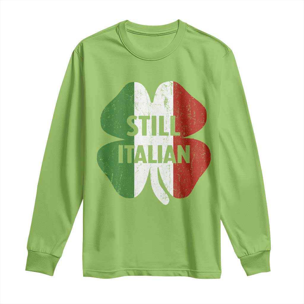 Funny St Patricks Day Italian Long Sleeve Shirt Retro Vintage Shamrock Italy Flag