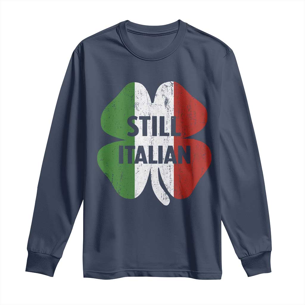 Funny St Patricks Day Italian Long Sleeve Shirt Retro Vintage Shamrock Italy Flag