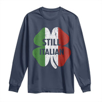 Funny St Patricks Day Italian Long Sleeve Shirt Retro Vintage Shamrock Italy Flag