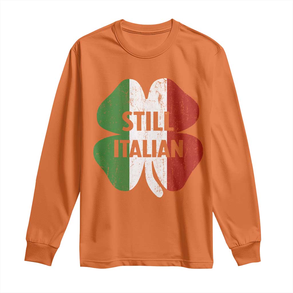 Funny St Patricks Day Italian Long Sleeve Shirt Retro Vintage Shamrock Italy Flag