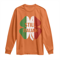 Funny St Patricks Day Italian Long Sleeve Shirt Retro Vintage Shamrock Italy Flag