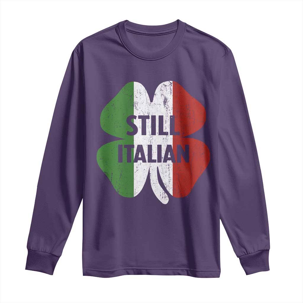 Funny St Patricks Day Italian Long Sleeve Shirt Retro Vintage Shamrock Italy Flag