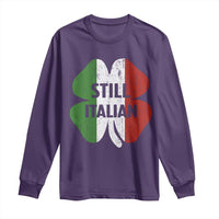 Funny St Patricks Day Italian Long Sleeve Shirt Retro Vintage Shamrock Italy Flag