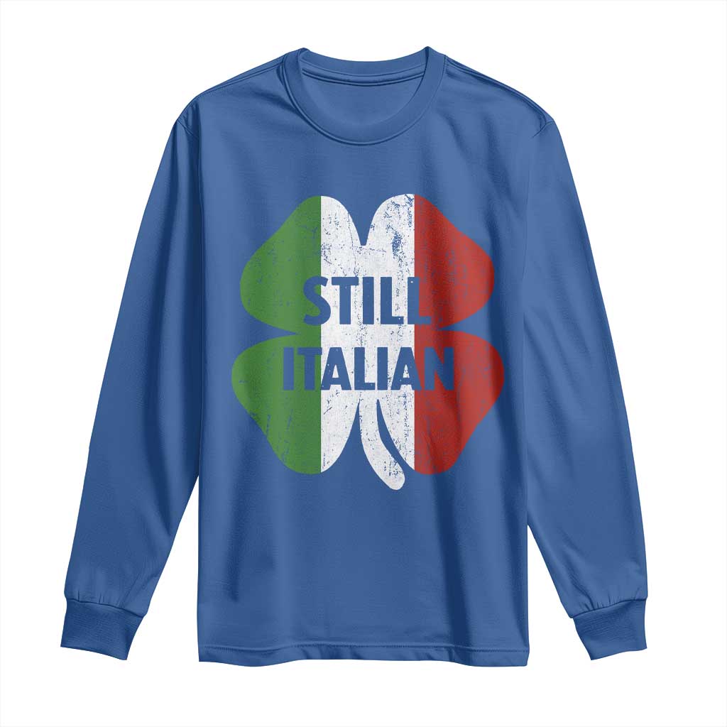 Funny St Patricks Day Italian Long Sleeve Shirt Retro Vintage Shamrock Italy Flag