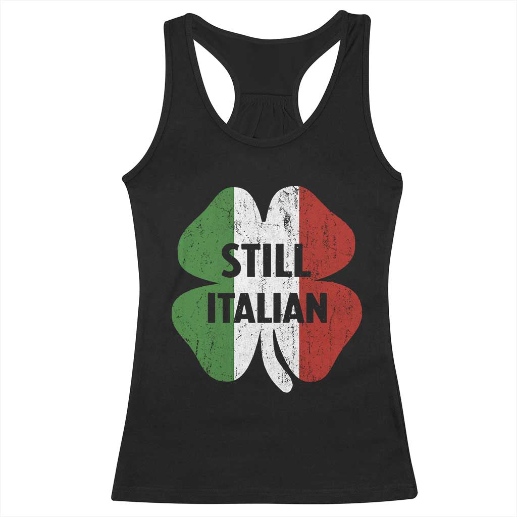 Funny St Patricks Day Italian Racerback Tank Top Retro Vintage Shamrock Italy Flag