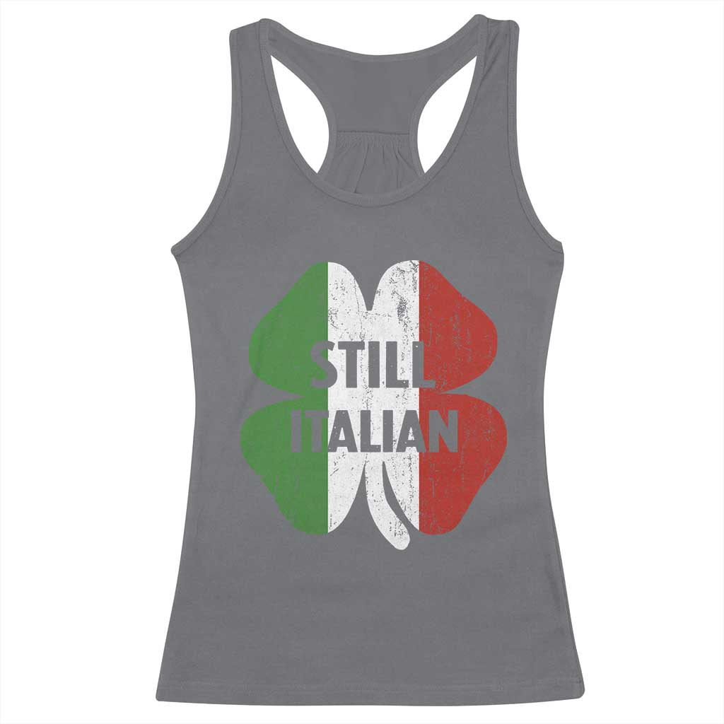 Funny St Patricks Day Italian Racerback Tank Top Retro Vintage Shamrock Italy Flag