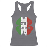 Funny St Patricks Day Italian Racerback Tank Top Retro Vintage Shamrock Italy Flag