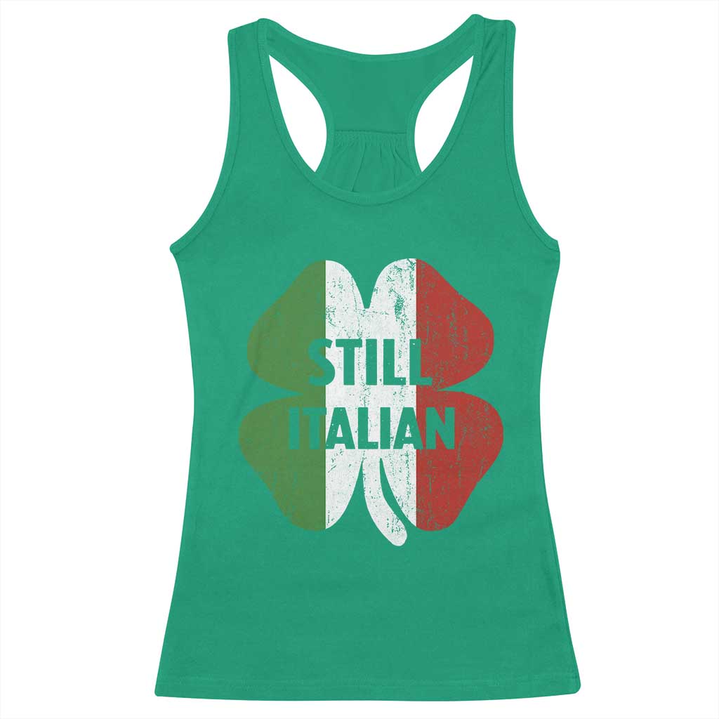Funny St Patricks Day Italian Racerback Tank Top Retro Vintage Shamrock Italy Flag
