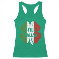 Funny St Patricks Day Italian Racerback Tank Top Retro Vintage Shamrock Italy Flag