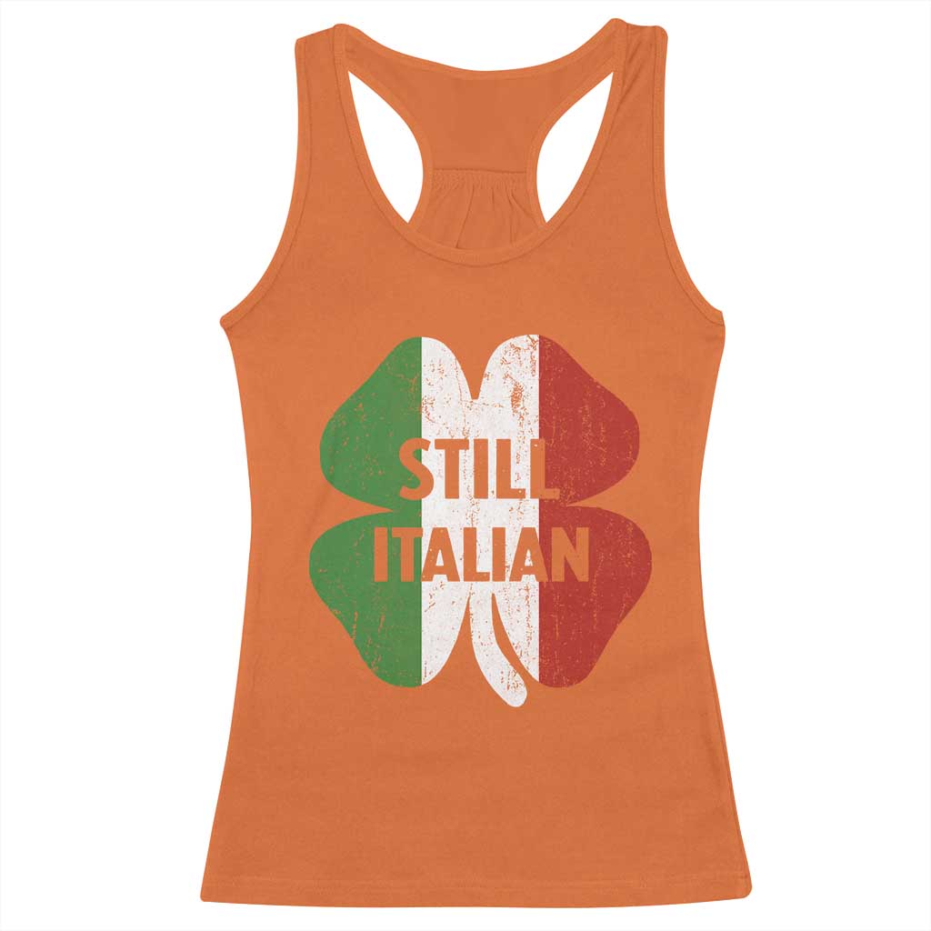 Funny St Patricks Day Italian Racerback Tank Top Retro Vintage Shamrock Italy Flag