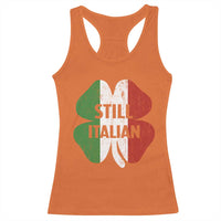 Funny St Patricks Day Italian Racerback Tank Top Retro Vintage Shamrock Italy Flag