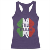 Funny St Patricks Day Italian Racerback Tank Top Retro Vintage Shamrock Italy Flag