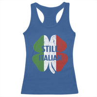 Funny St Patricks Day Italian Racerback Tank Top Retro Vintage Shamrock Italy Flag