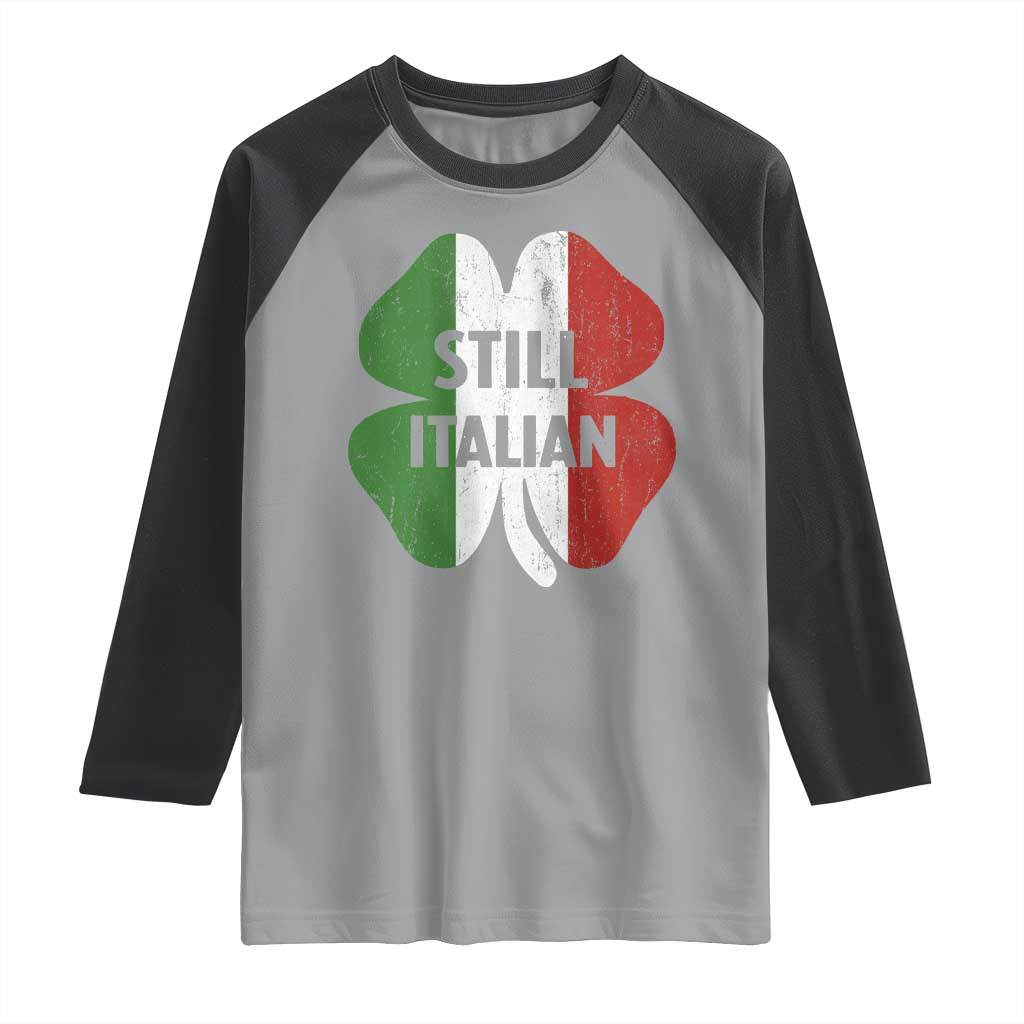 Funny St Patricks Day Italian Raglan Shirt Retro Vintage Shamrock Italy Flag