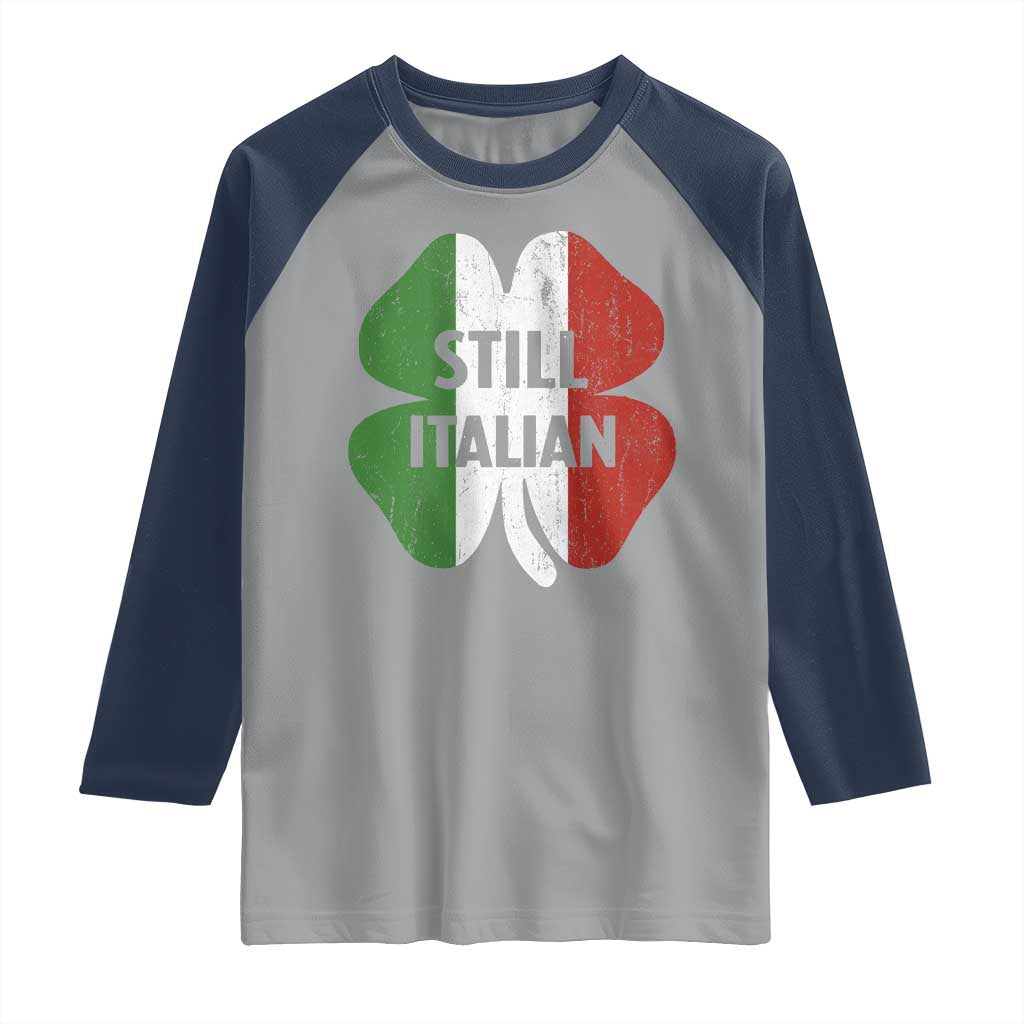 Funny St Patricks Day Italian Raglan Shirt Retro Vintage Shamrock Italy Flag
