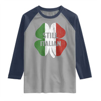 Funny St Patricks Day Italian Raglan Shirt Retro Vintage Shamrock Italy Flag