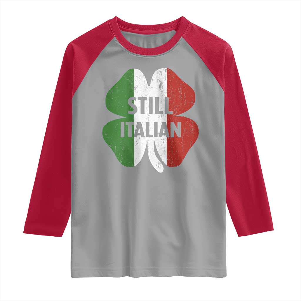 Funny St Patricks Day Italian Raglan Shirt Retro Vintage Shamrock Italy Flag