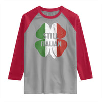 Funny St Patricks Day Italian Raglan Shirt Retro Vintage Shamrock Italy Flag