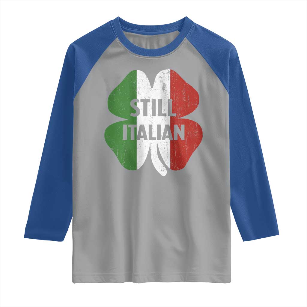 Funny St Patricks Day Italian Raglan Shirt Retro Vintage Shamrock Italy Flag