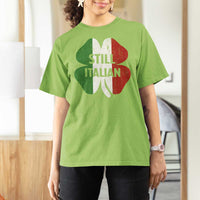 Funny St Patricks Day Italian T Shirt For Women Retro Vintage Shamrock Italy Flag