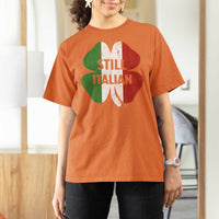 Funny St Patricks Day Italian T Shirt For Women Retro Vintage Shamrock Italy Flag