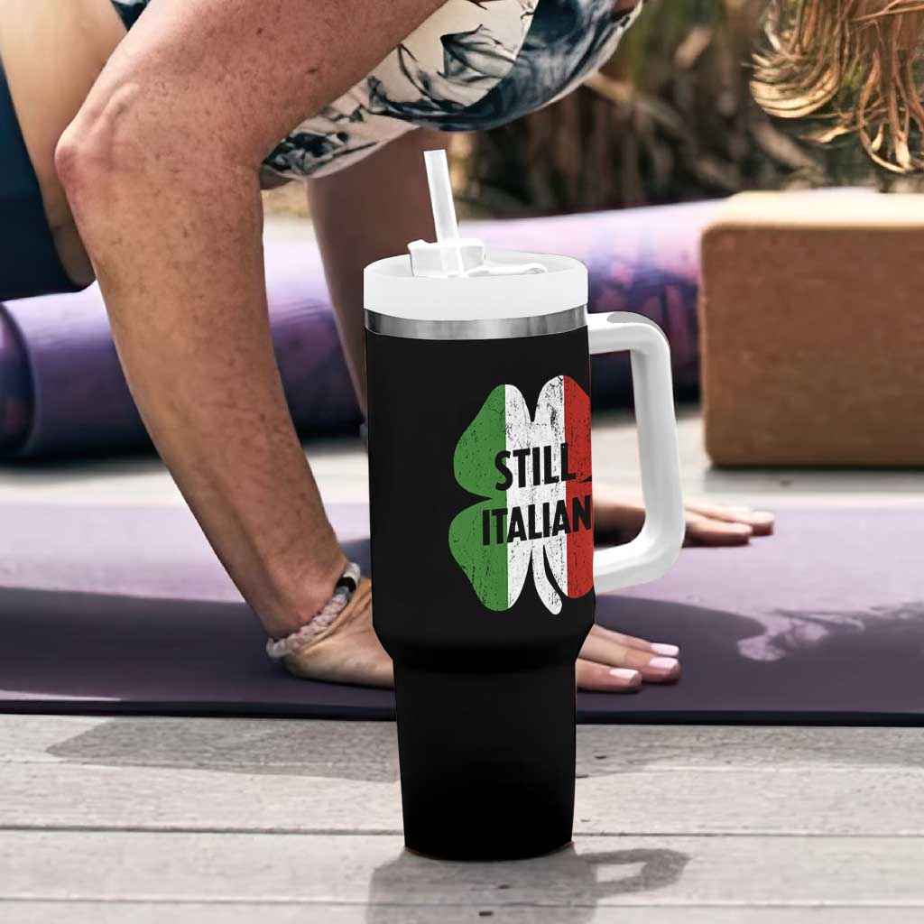 Funny St Patricks Day Italian Tumbler With Handle Retro Vintage Shamrock Italy Flag