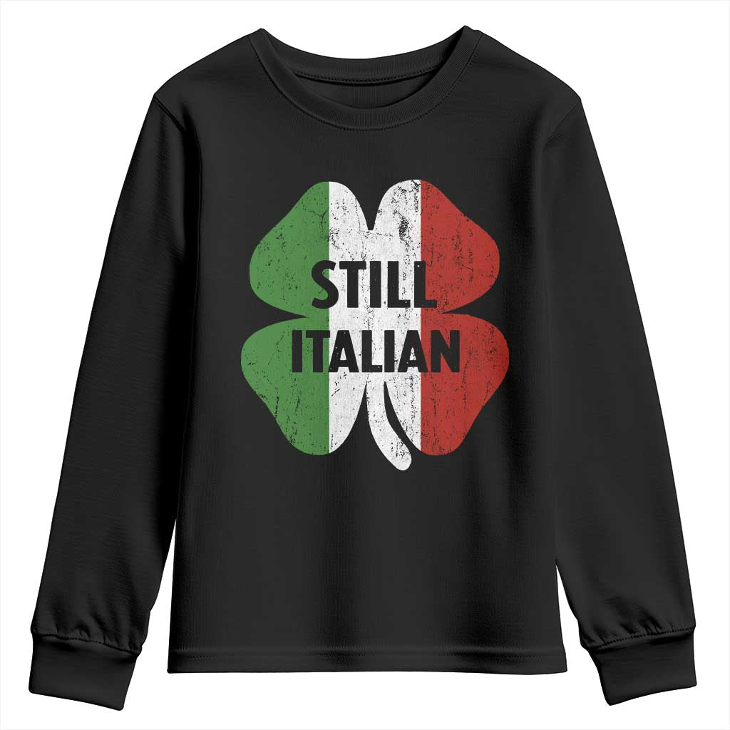 Funny St Patricks Day Italian Youth Sweatshirt Retro Vintage Shamrock Italy Flag