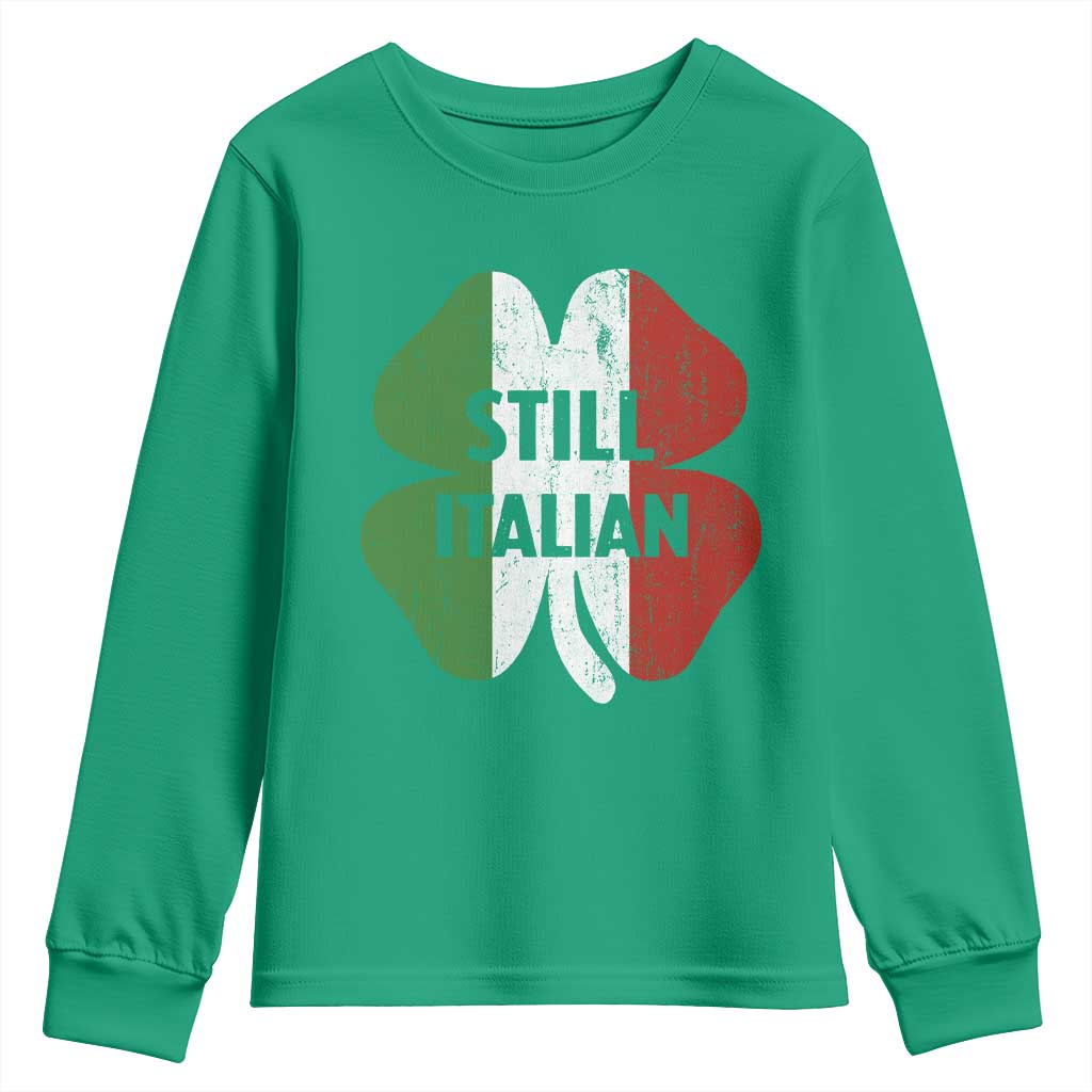 Funny St Patricks Day Italian Youth Sweatshirt Retro Vintage Shamrock Italy Flag