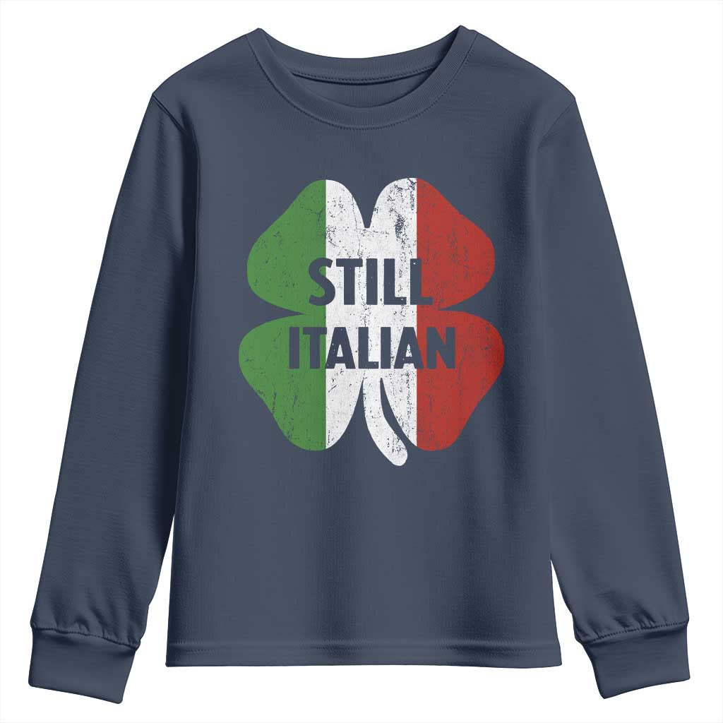 Funny St Patricks Day Italian Youth Sweatshirt Retro Vintage Shamrock Italy Flag
